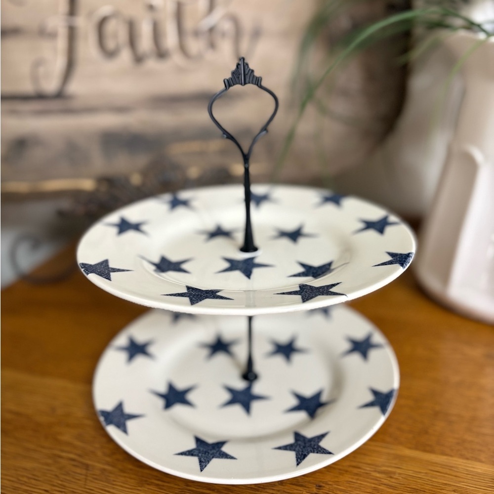 2 Tier serving tray with Royal Stafford plates